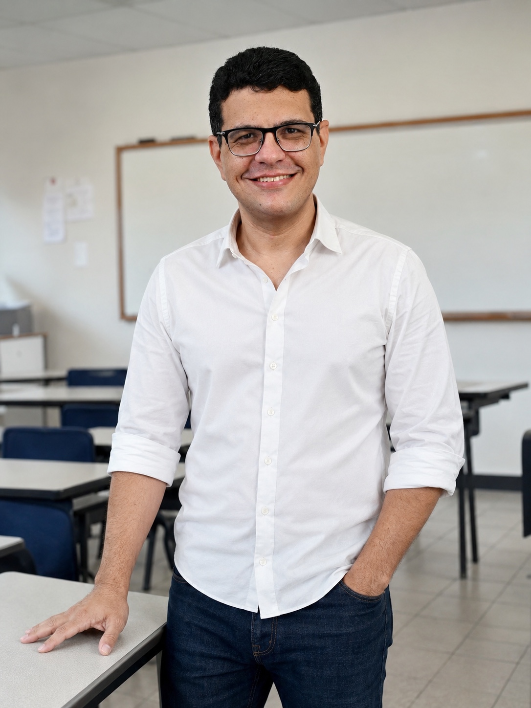 Professor Diogo Reis em uma sala de aula